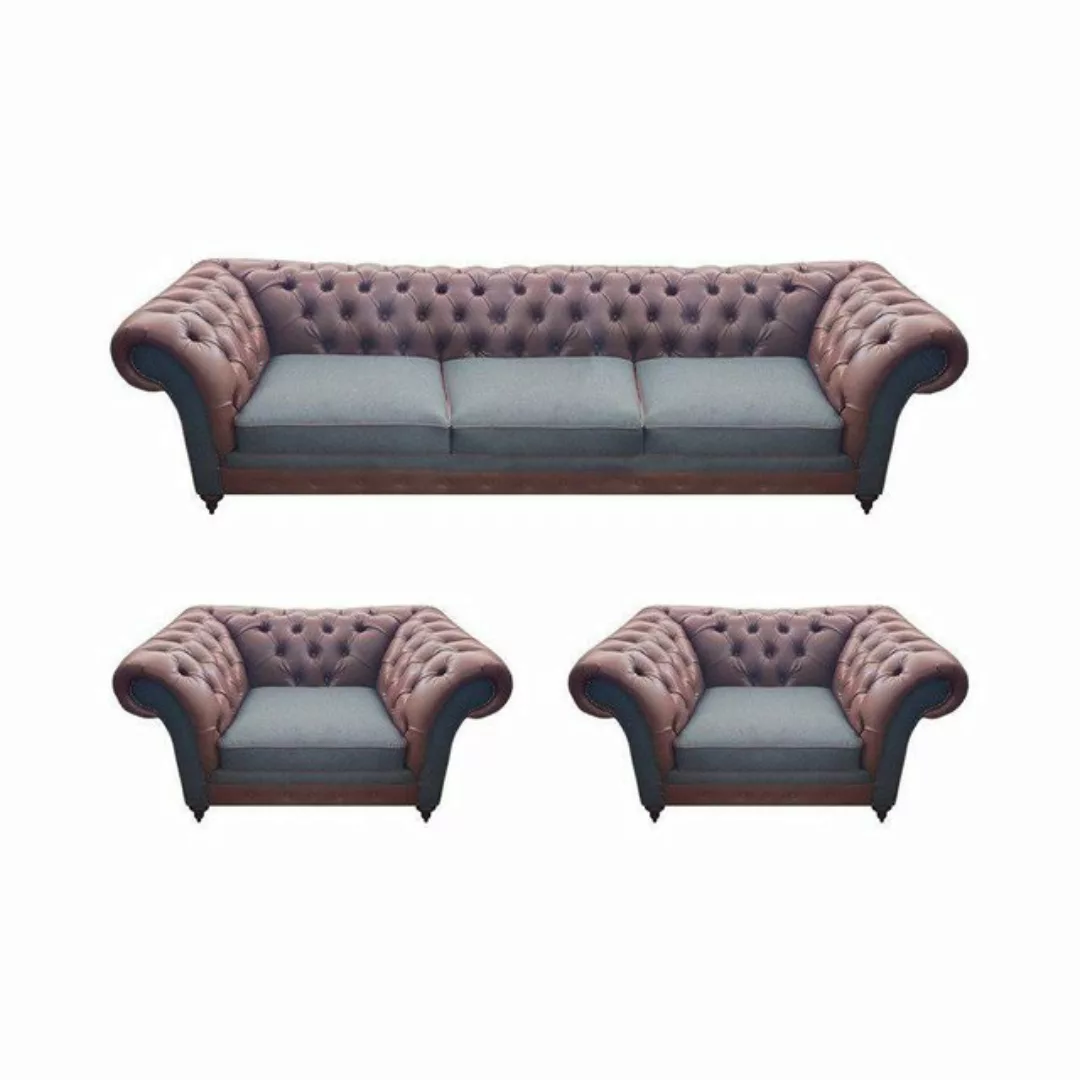 JVmoebel Chesterfield-Sofa Sofagarnitur 3tlg Sitzer Modern Komplett Set Pol günstig online kaufen