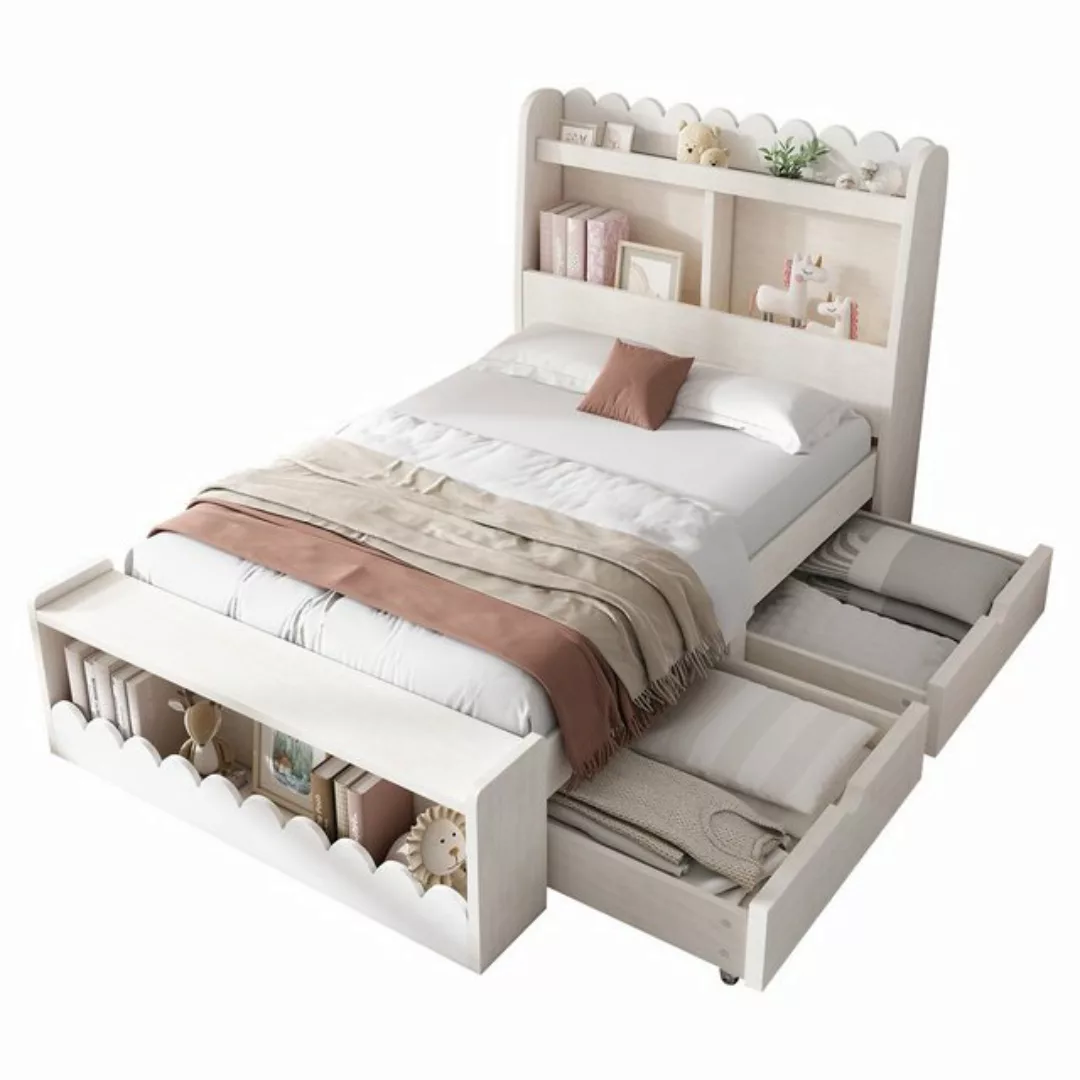 Gotagee Kinderbett Einzelbett Stauraumbett 90x190cm Holzbett Bettgestell mi günstig online kaufen