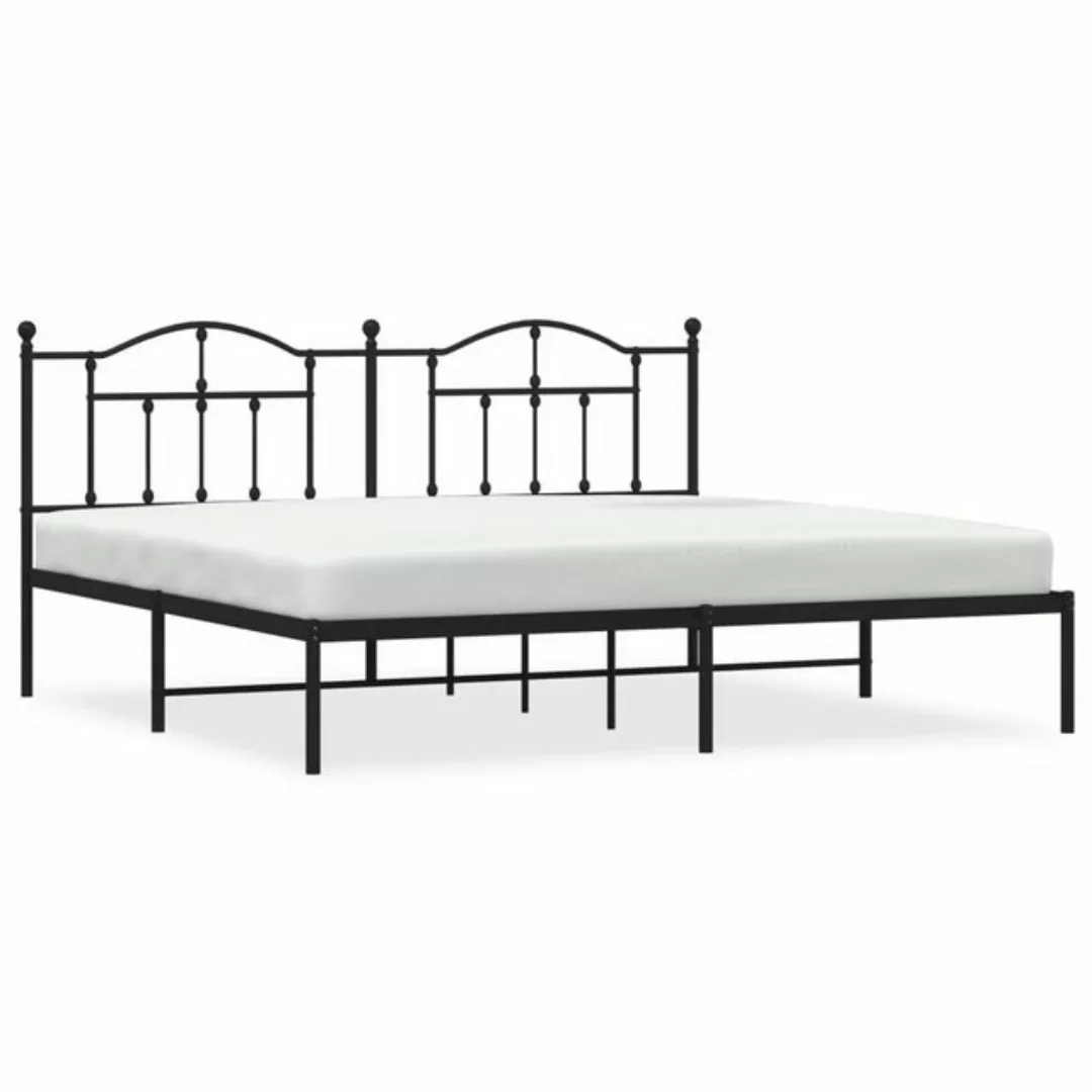 vidaXL Bettgestell Bettrahmen mit Kopfteil Metall Schwarz 200x200 cm Bett B günstig online kaufen