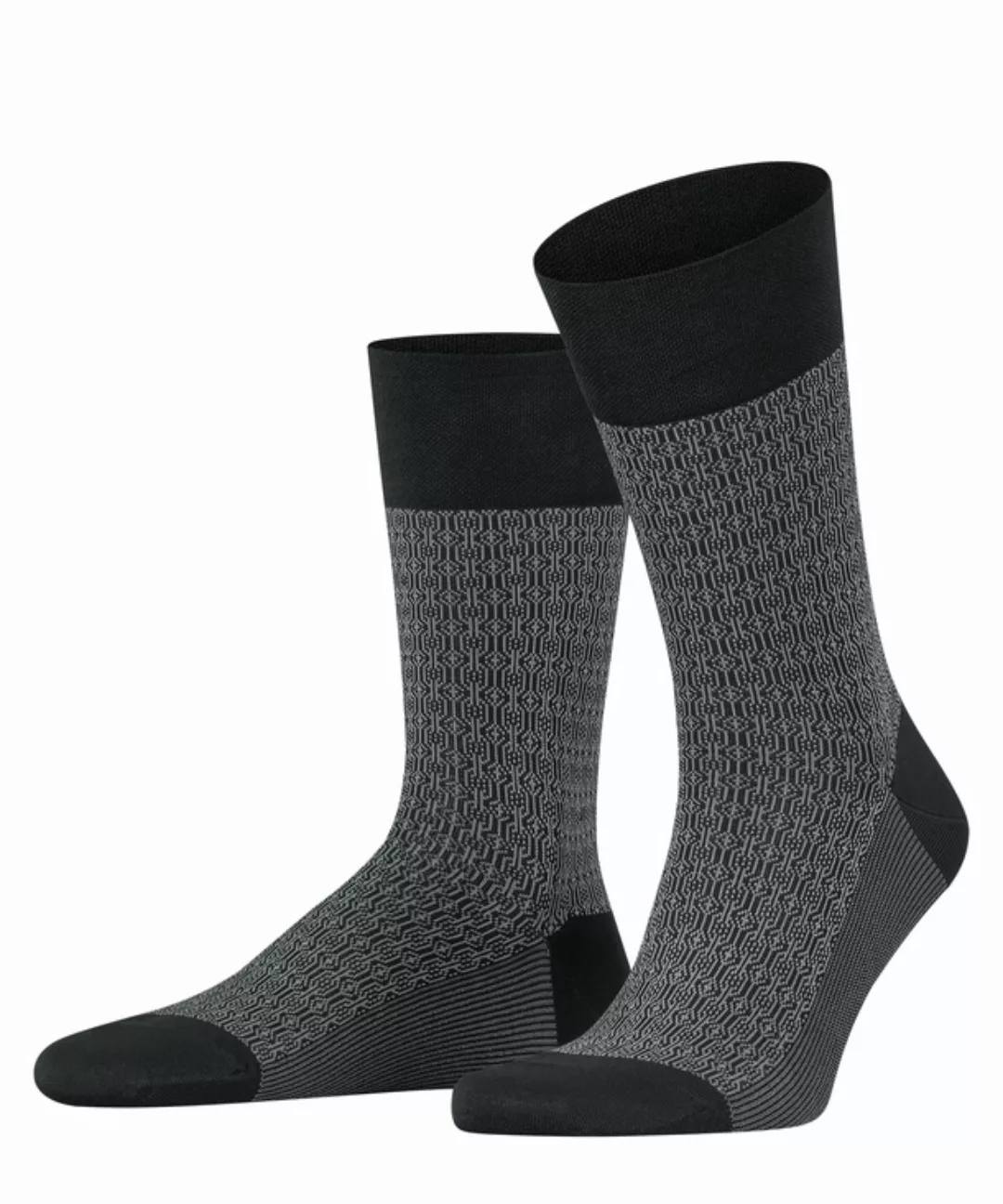 FALKE Sensitive Quiet Vision Herren Socken, 45-46, Schwarz, Geometrisch, Ba günstig online kaufen