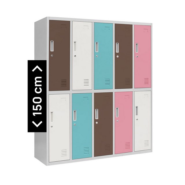 Jan Nowak Aktenschrank Schulschrank 10-türig 1360 x 1500 x 450 mm, grau günstig online kaufen