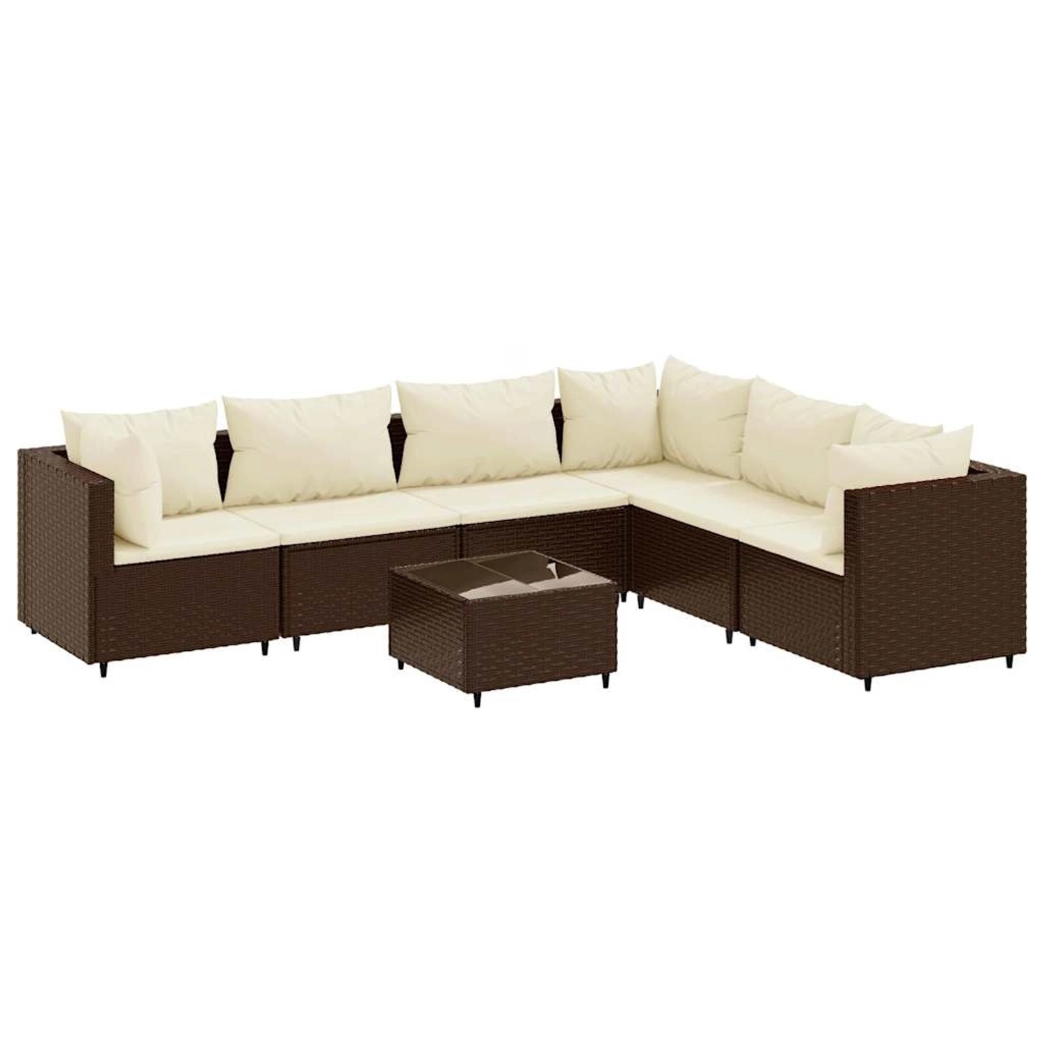 vidaXL 7-Tlg Garten-Lounge-Set mit Kissen Braun Poly Rattan 3308145 günstig online kaufen