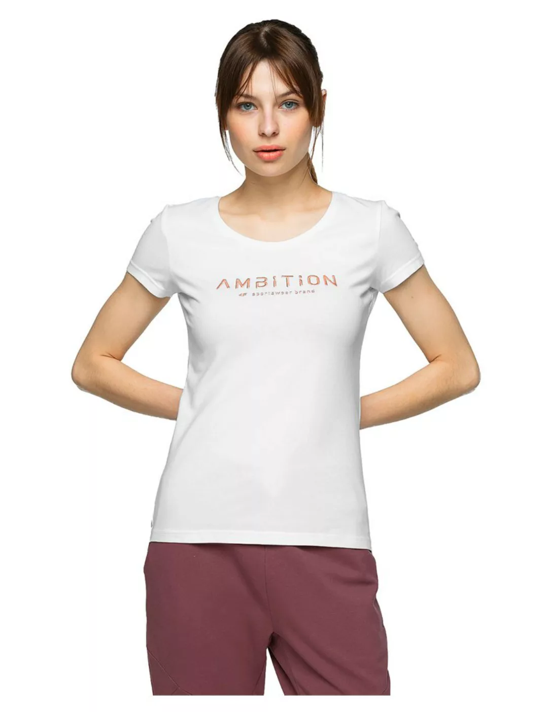 4F T-Shirt Ambition mit glänzendem Print in roségold auf der Vorderseite günstig online kaufen