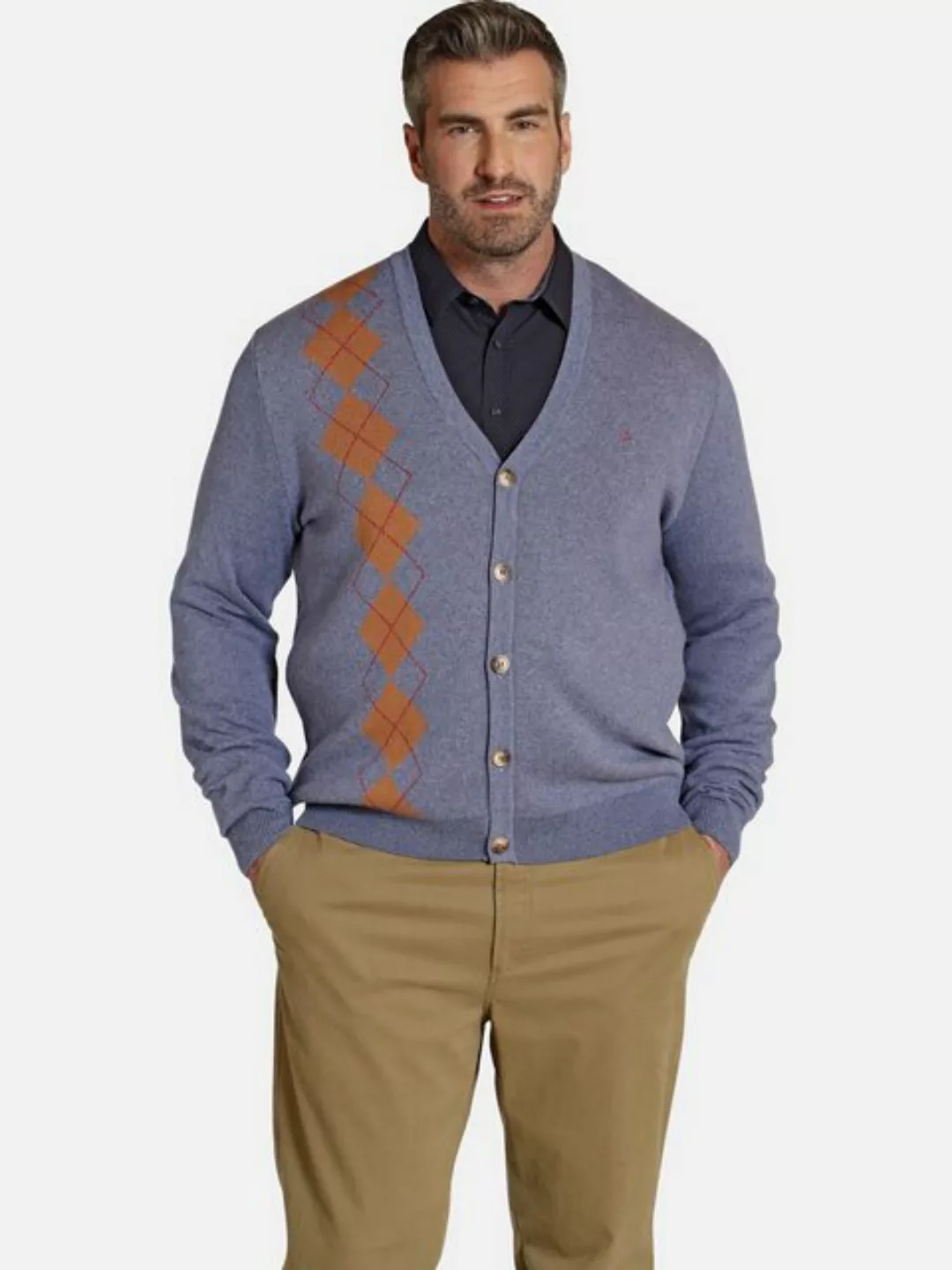 Charles Colby Cardigan DUKE DOMENICK Cardigan mit Schachbrettmuster günstig online kaufen