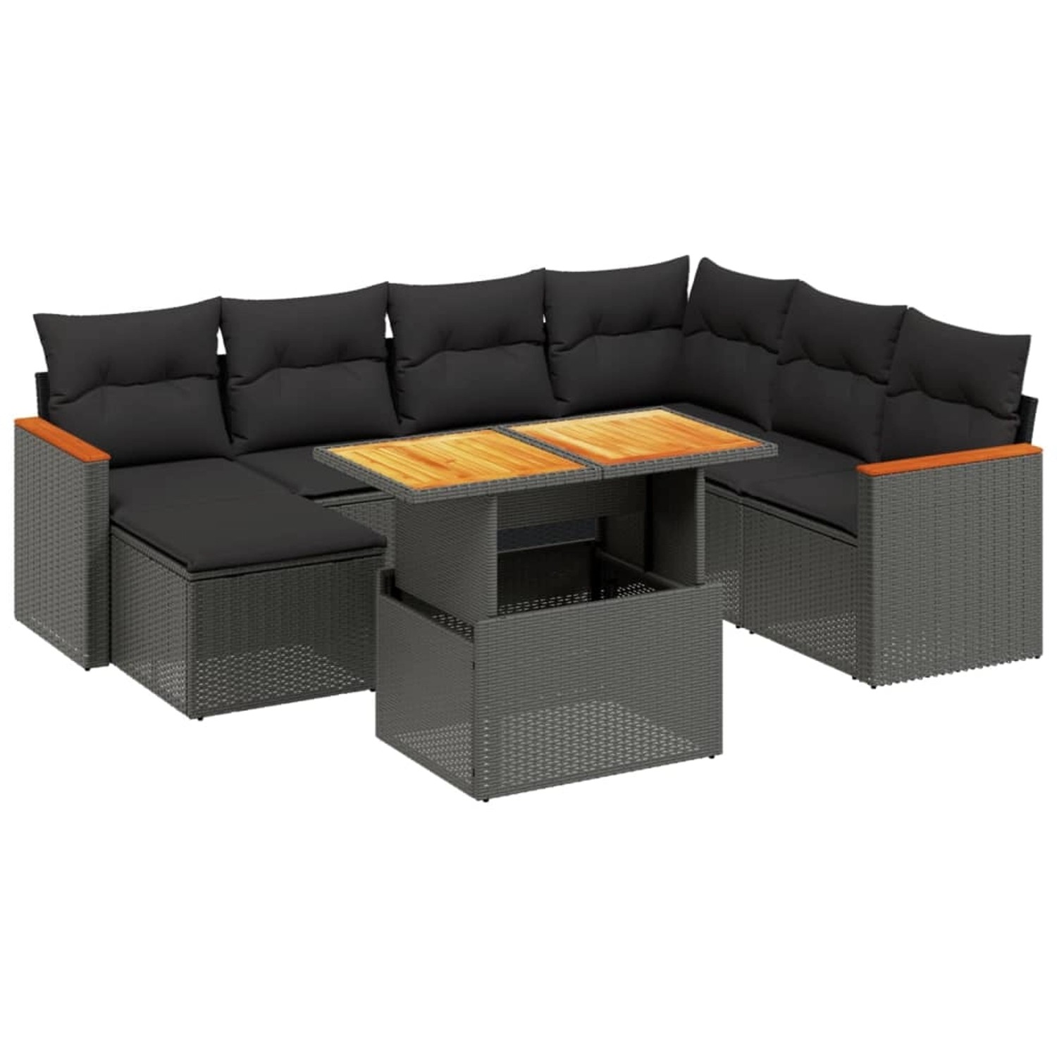 vidaXL 8-Tlg Garten-Sofagarnitur mit Kissen Schwarz Poly Rattan 3273190 günstig online kaufen