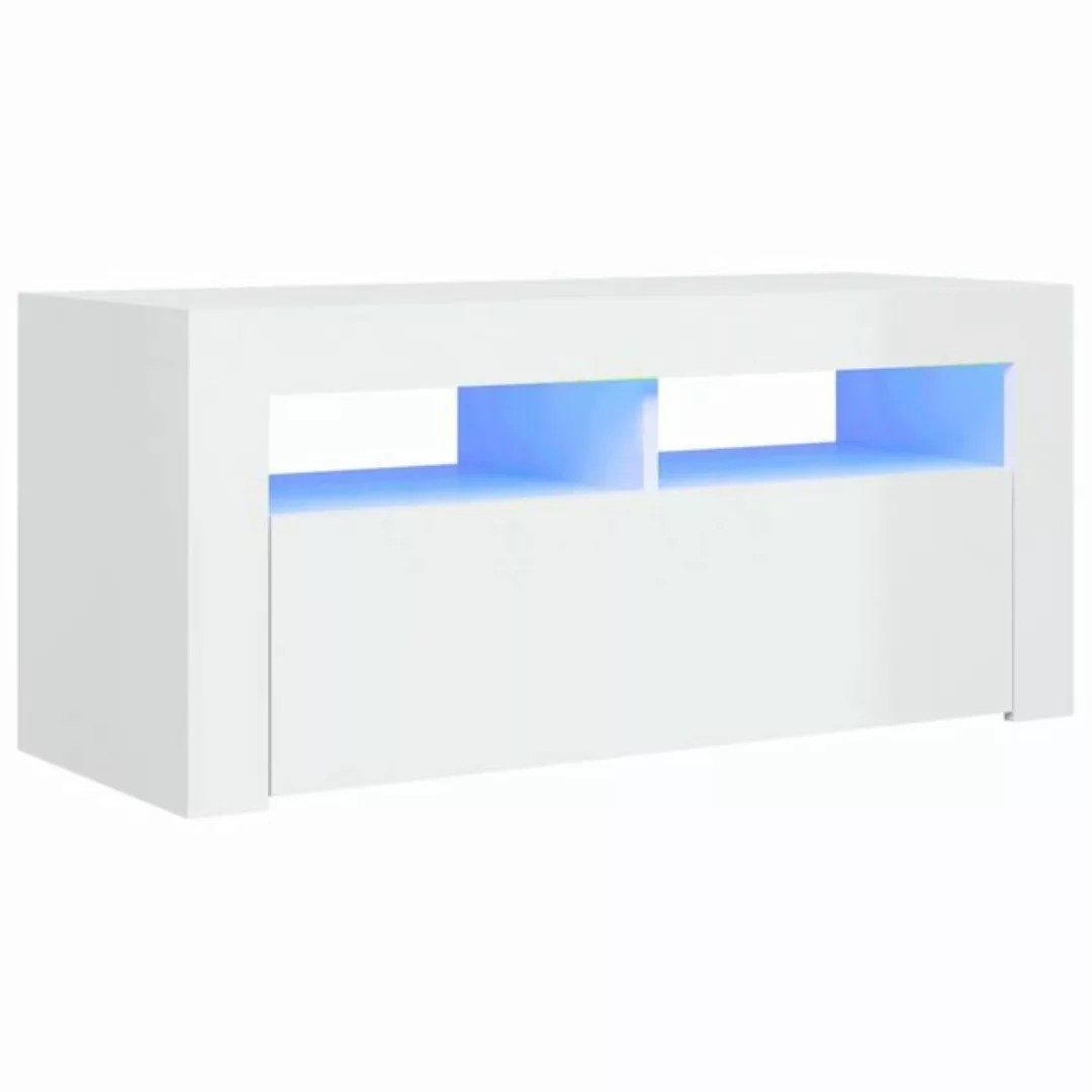 vidaXL TV-Schrank TV-Schrank mit LED-Leuchten Hochglanz-Weiß 90x35x40 cm Lo günstig online kaufen