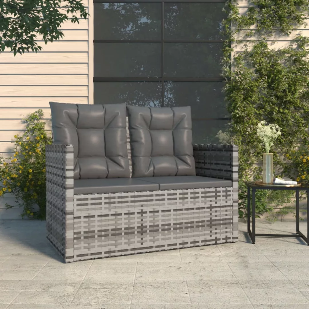 Vidaxl Gartenbank Mit Kissen Grau 105 Cm Poly Rattan günstig online kaufen