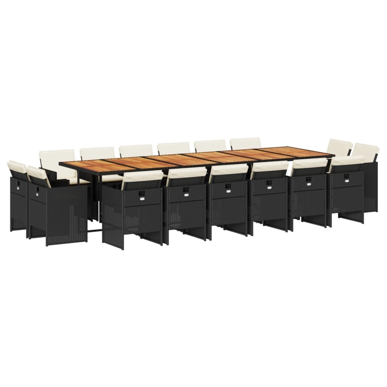 vidaXL 17-Tlg Garten-Essgruppe mit Kissen Schwarz Poly Rattan 3210711 günstig online kaufen