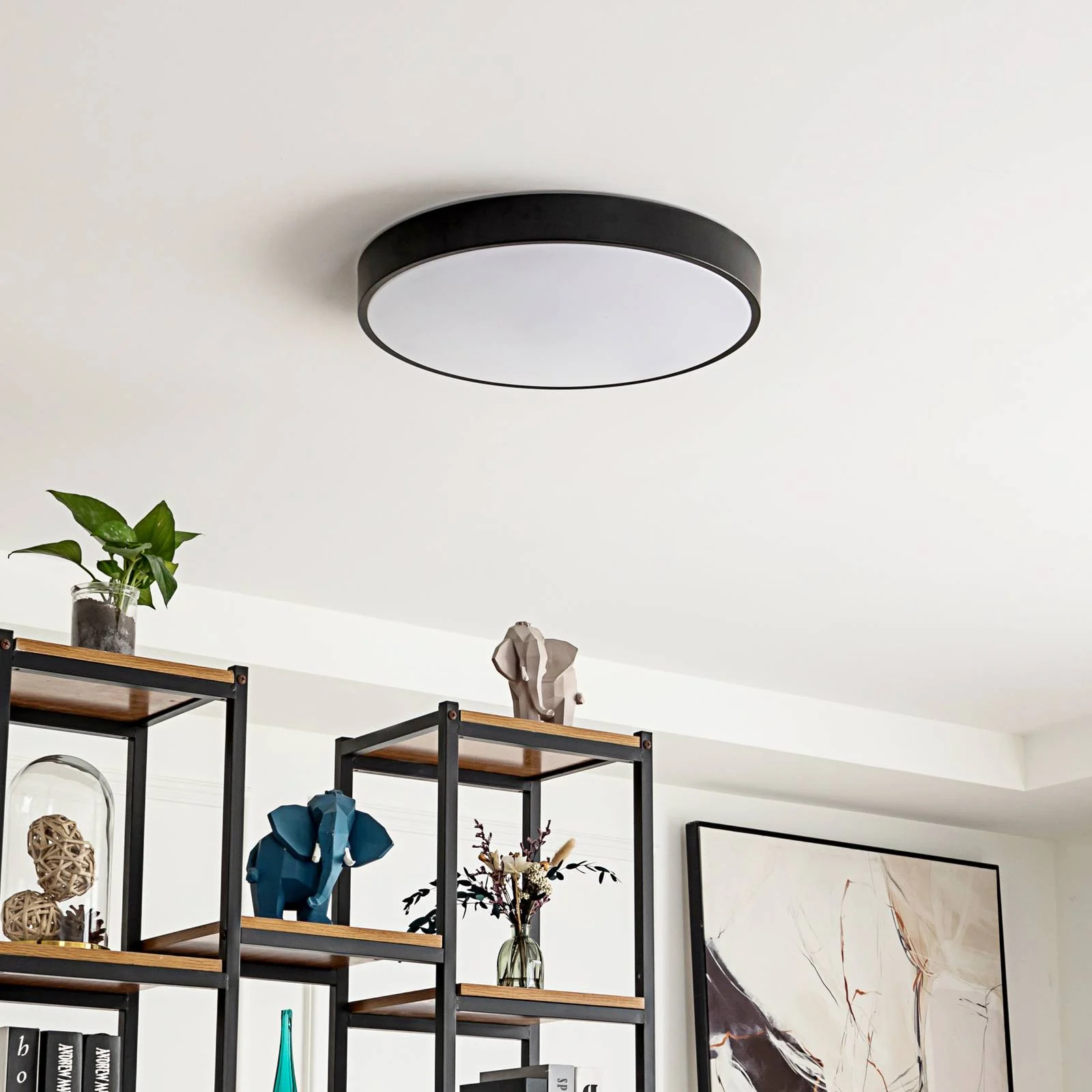 Lindby Smart LED-Deckenlampe Innes schwarz 48cm RGB CCT Tuya günstig online kaufen