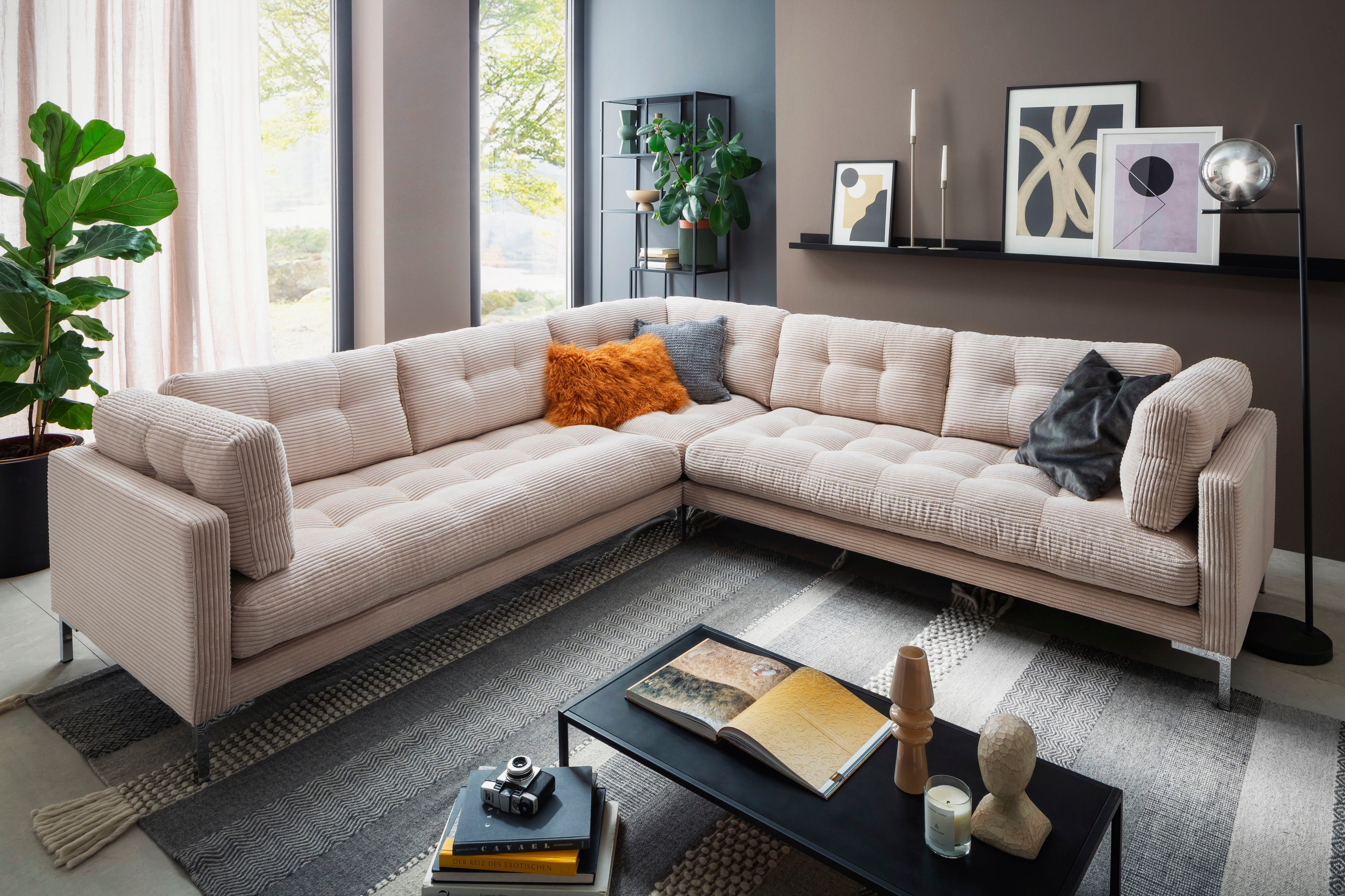 Trends by HG Wohnlandschaft "Landau U-Form", in Cord-Stoff mit Metallfuß günstig online kaufen