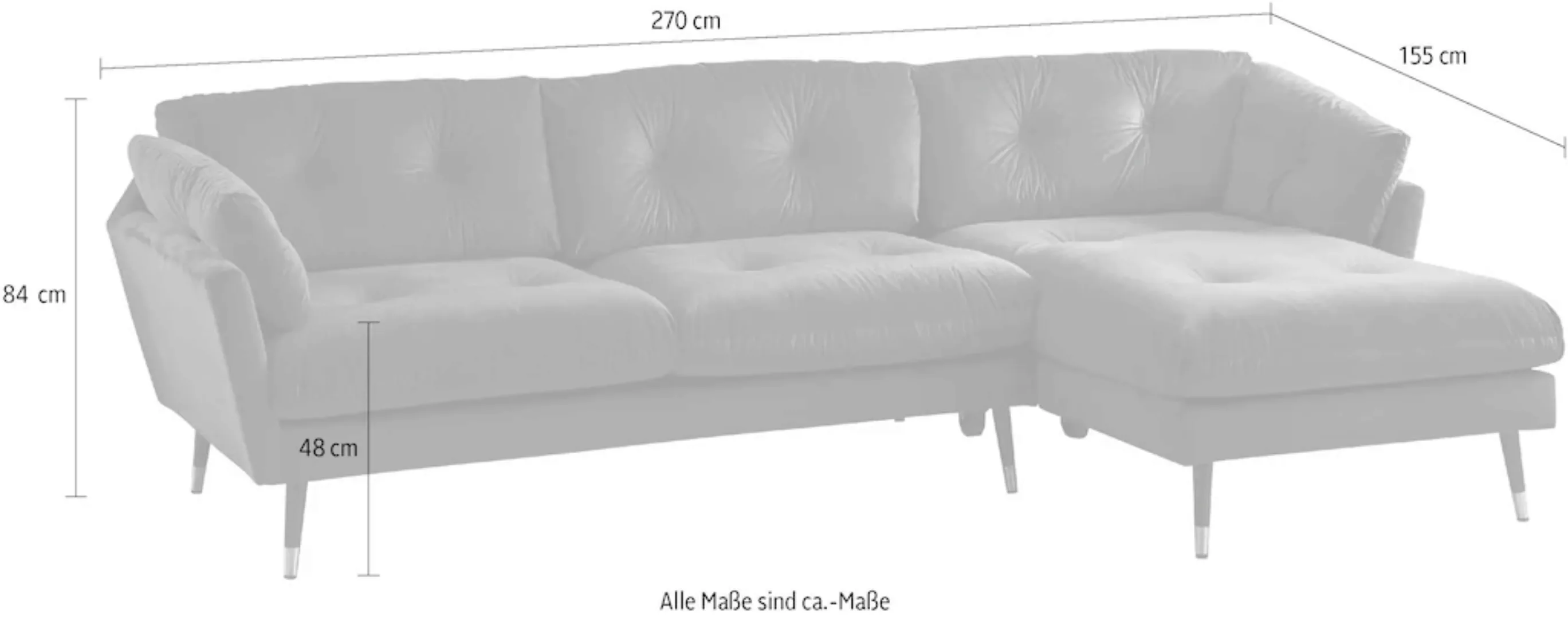 Trends by HG Ecksofa »Japan L-Form«, mit Fuß in Holz-Metallkombination, Rec günstig online kaufen