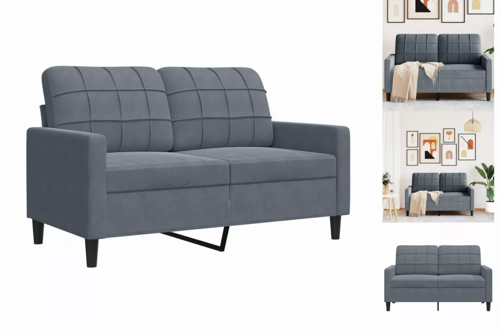 vidaXL Sofa 2-Sitzer-Sofa Dunkelgrau 120 cm Samt günstig online kaufen