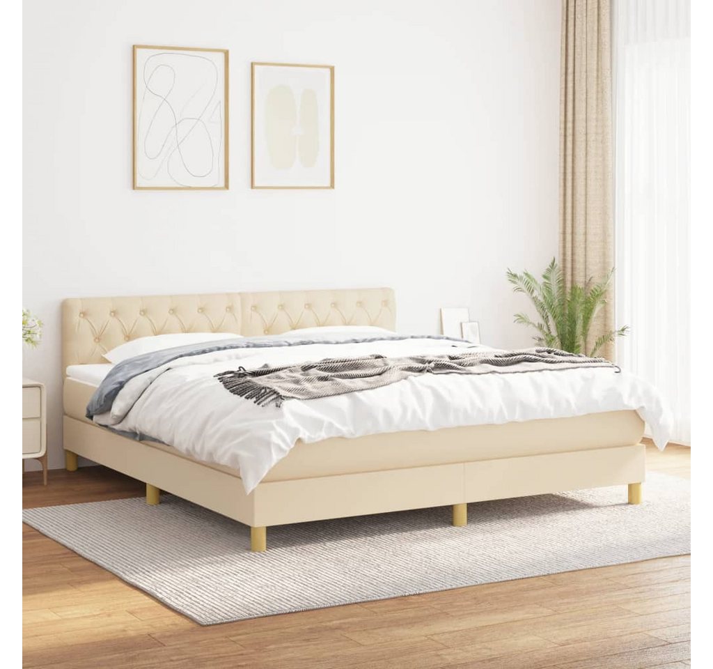 vidaXL Boxspringbett Boxspringbett mit Matratze Creme 160x200 cm Stoff Bett günstig online kaufen