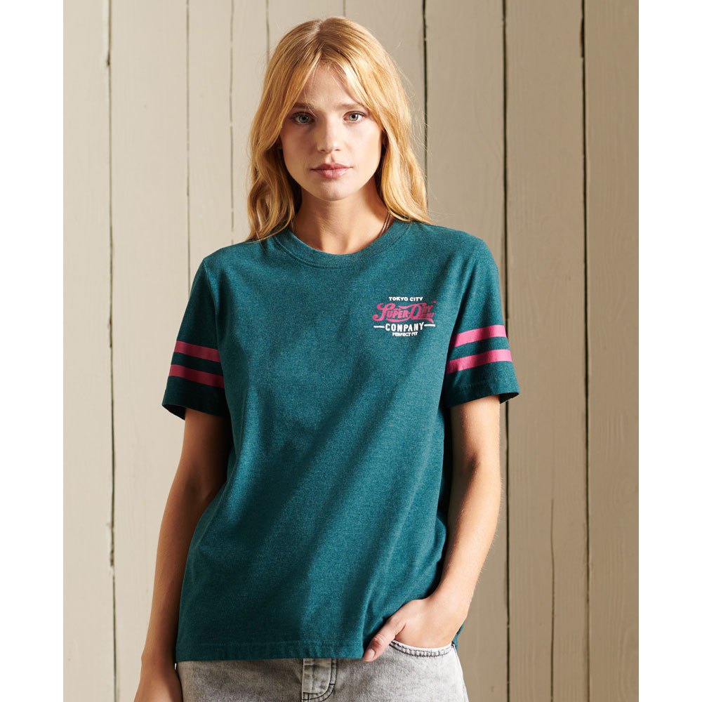 Superdry Script Style Col Kurzarm T-shirt M Teal Marl günstig online kaufen