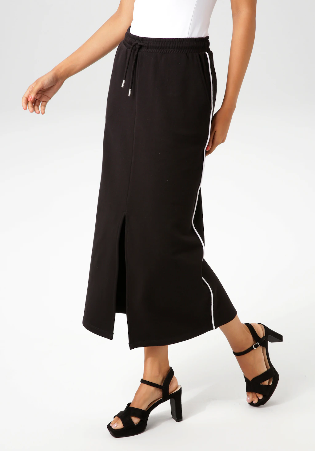 Aniston CASUAL Maxirock, mit kontrastfarbigen Piping an den Seitennähten günstig online kaufen