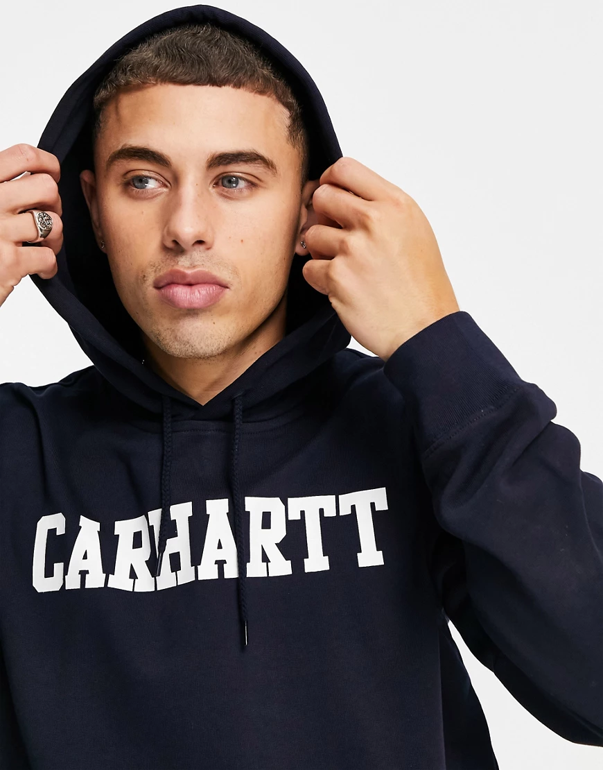Carhartt WIP – College-Sweatshirt mit Kapuze-Marineblau günstig online kaufen