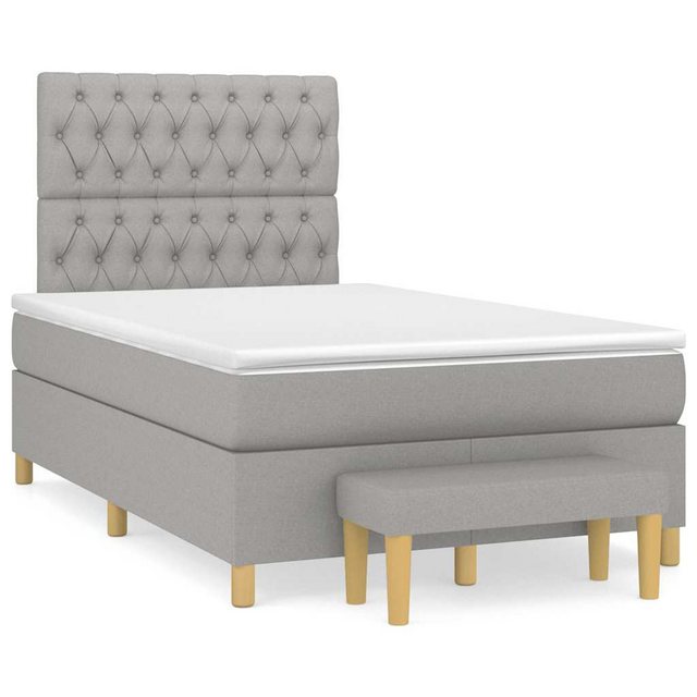 vidaXL Bett Boxspringbett mit Matratze Hellgrau 120x190 cm Stoff günstig online kaufen