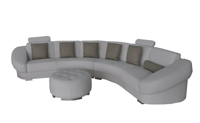 JVmoebel Sofa Rund L-Form Sofa Couch Polster Eck Leder Wohnlandschaft Couch günstig online kaufen