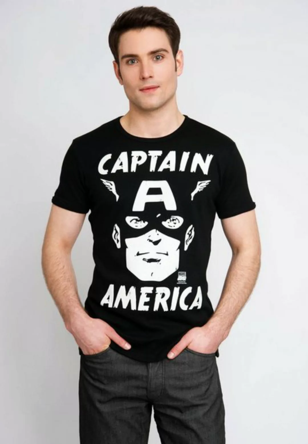LOGOSHIRT T-Shirt Captain America - Portrait mit Captain America-Print günstig online kaufen