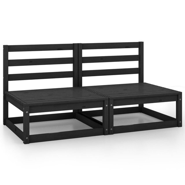 vidaXL Sofa, Gartensofa 2-Sitzer Schwarz Massivholz Kiefer günstig online kaufen