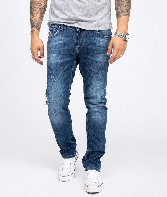 Indumentum Slim-fit-Jeans Herren Jeans Stonewashed Blau IS-301 günstig online kaufen