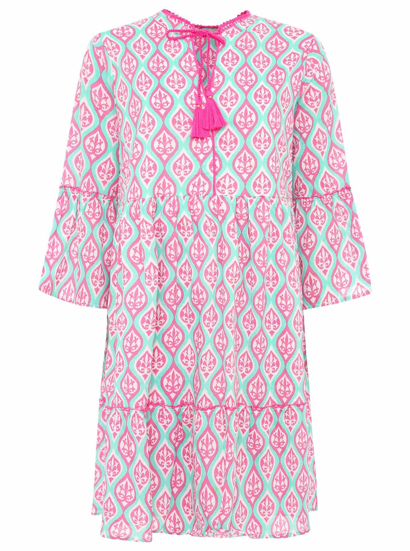Zwillingsherz Sommerkleid ""Ovale Ranken"", mit Tasseln, Trompeten Ärmeln u günstig online kaufen