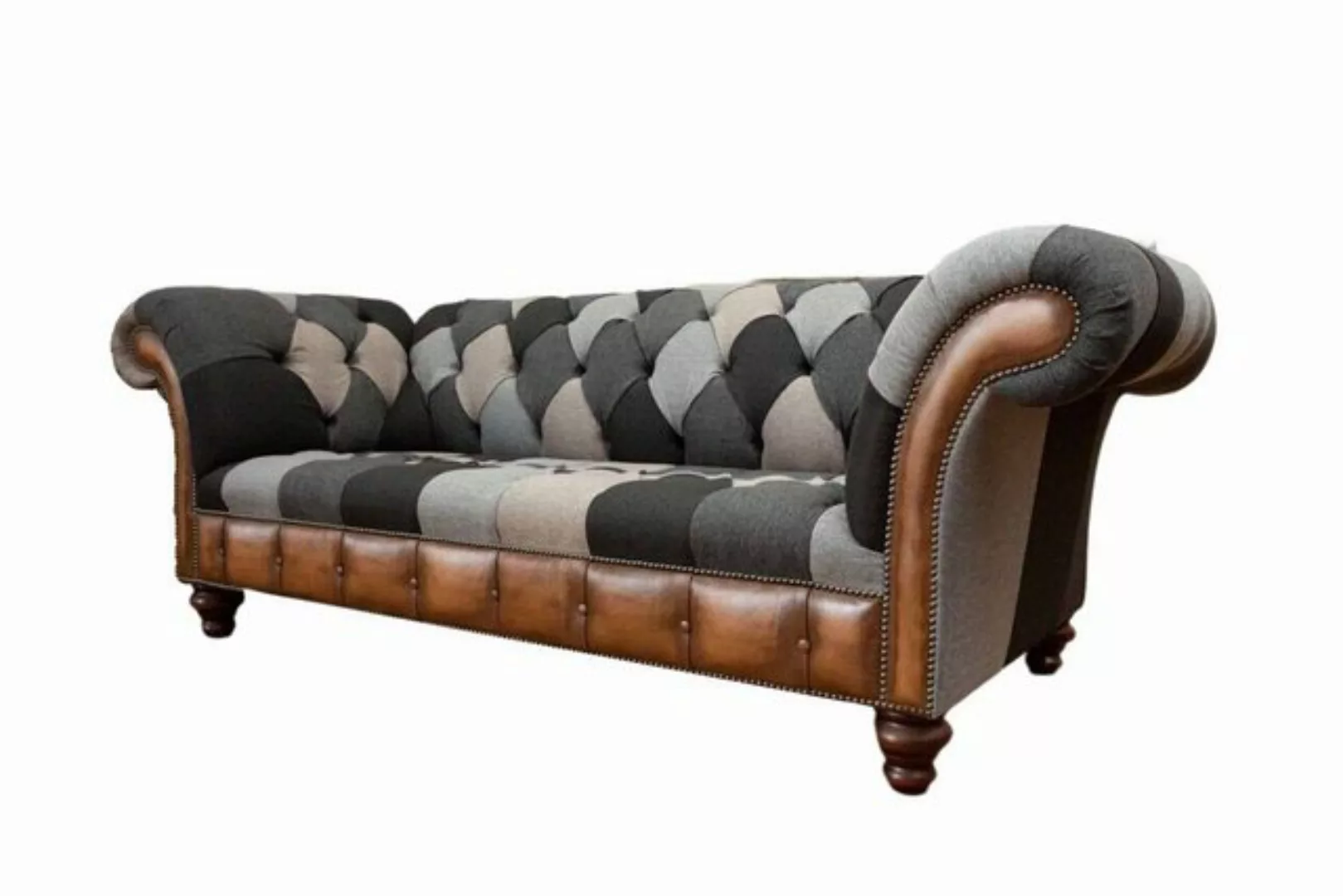 JVmoebel Chesterfield-Sofa HANDGEFERTIGTES 3-SITZER-SOFA AUS PATCHWORKWOLLE günstig online kaufen