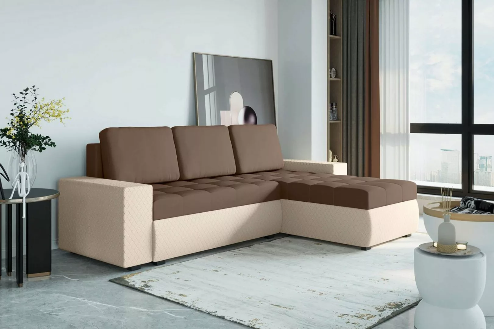 Stylefy Ecksofa Miranda, L-Form, Eckcouch, Sofa, Sitzkomfort, mit Bettfunkt günstig online kaufen