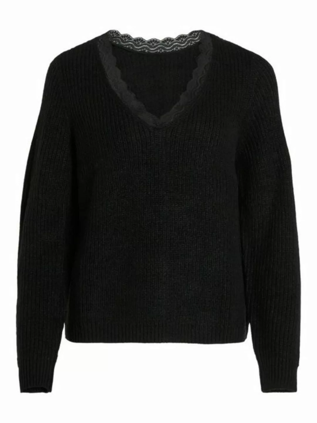 Vila V-Ausschnitt-Pullover VILOU REV V-NECK L/S LACE KNIT TOP -NOOS günstig online kaufen