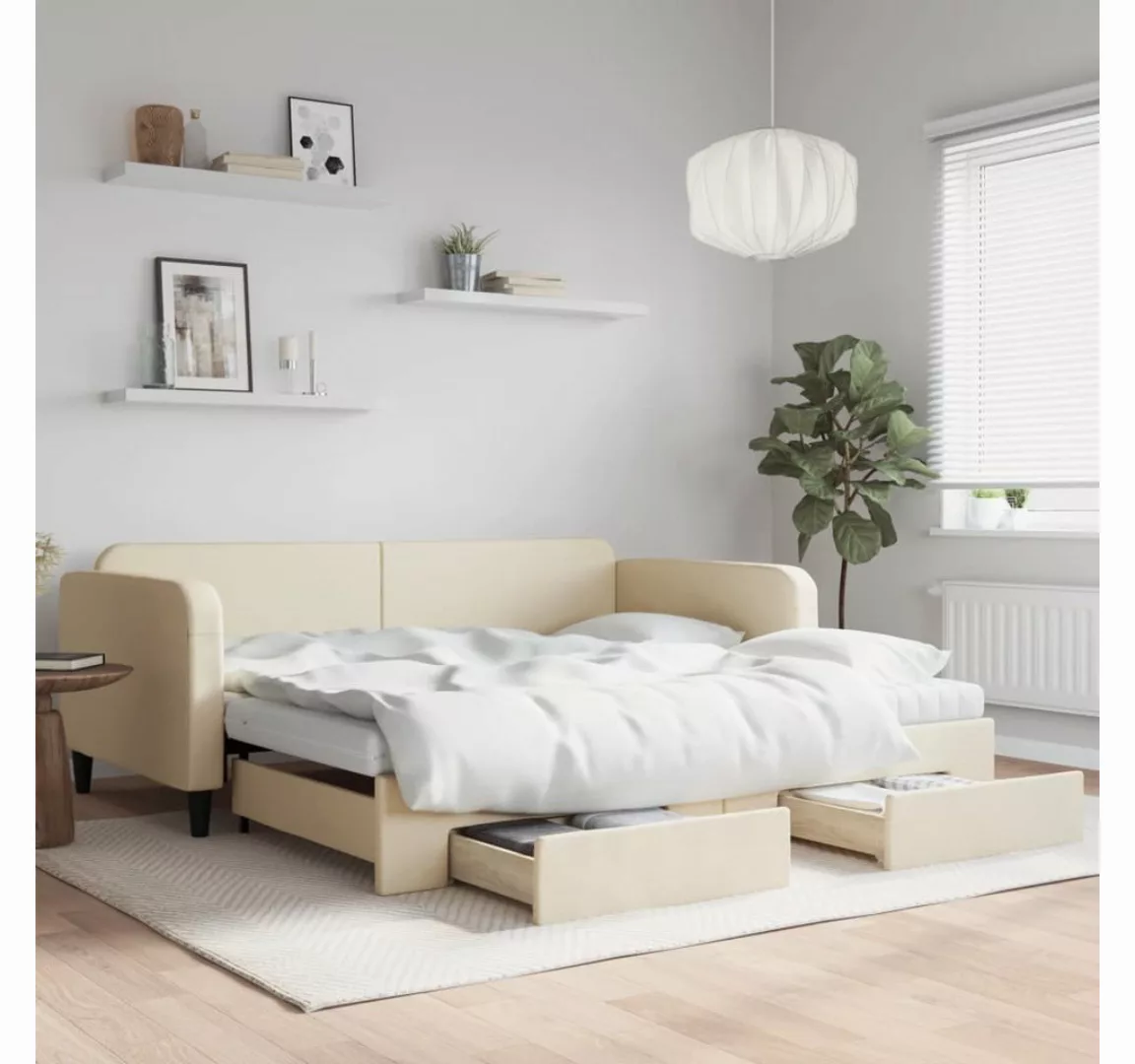 vidaXL Gästebett Gästebett Tagesbett Ausziehbar mit Schubladen Creme 100x20 günstig online kaufen