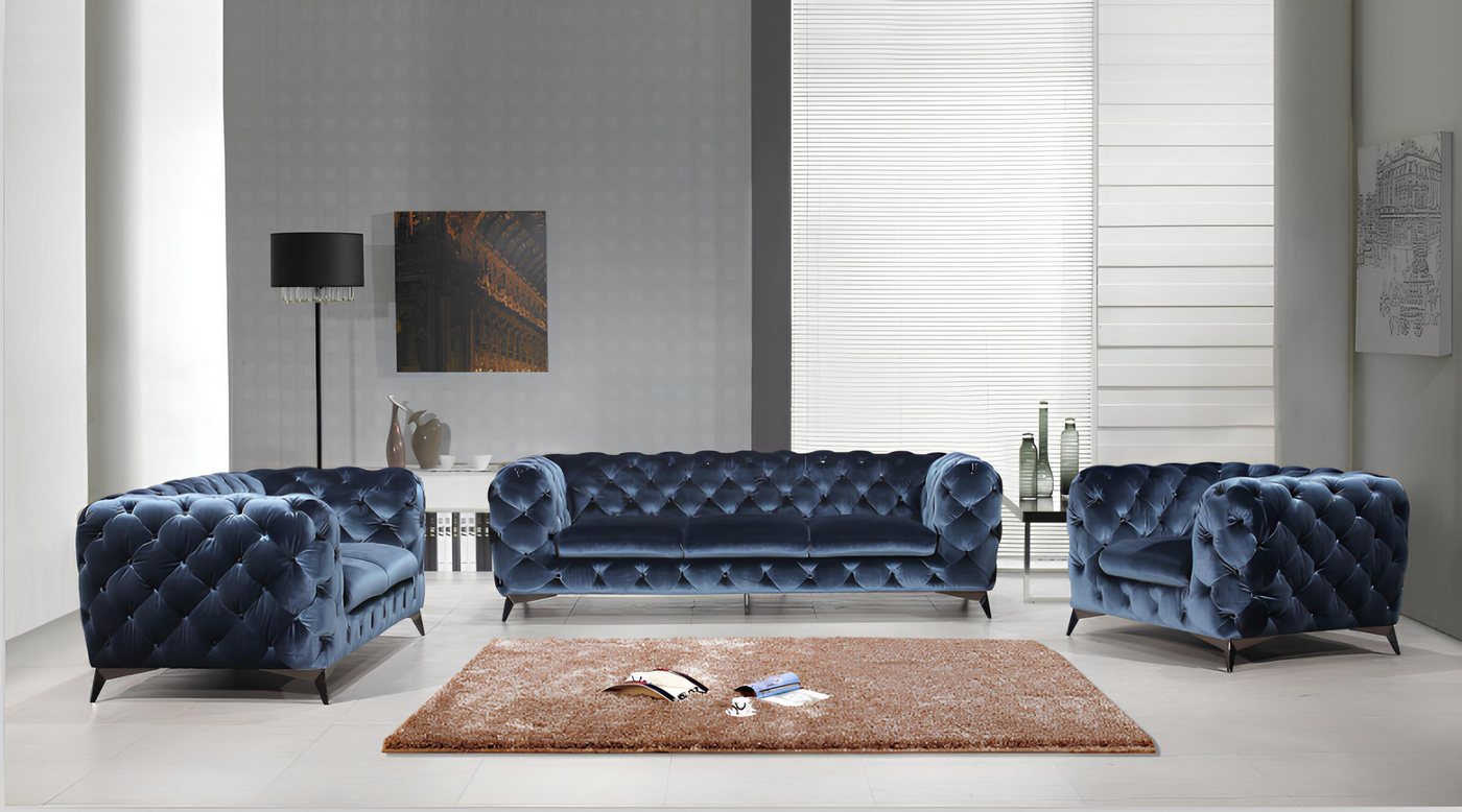 Xlmoebel Sofa Neue Luxus-Sofagarnitur im Design Chesterfield 3+2+1 Polster günstig online kaufen