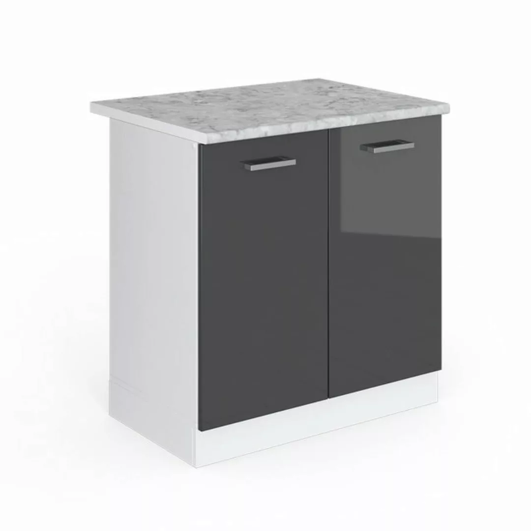 Vicco Spülenunterschrank 80 cm mit Arbeitsplatte Anthrazit Hochglanz anthra günstig online kaufen