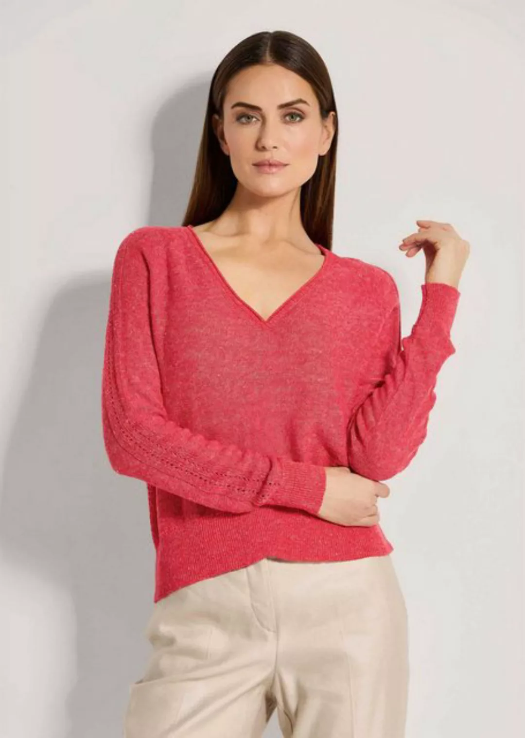 MADELEINE Strickpullover V-Pullover mit Pointelle-Muster günstig online kaufen