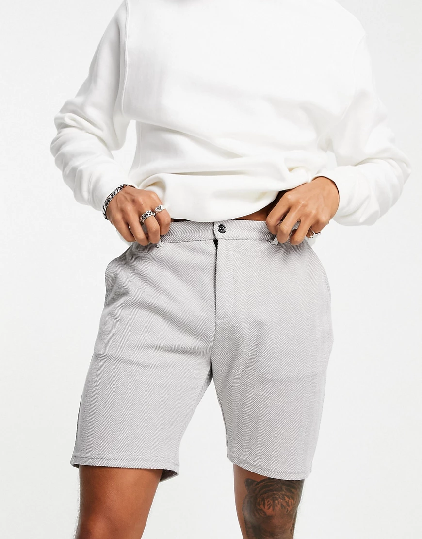 Mauvais – Strick-Shorts in Grau mit Zickzackmuster, Kombiteil günstig online kaufen