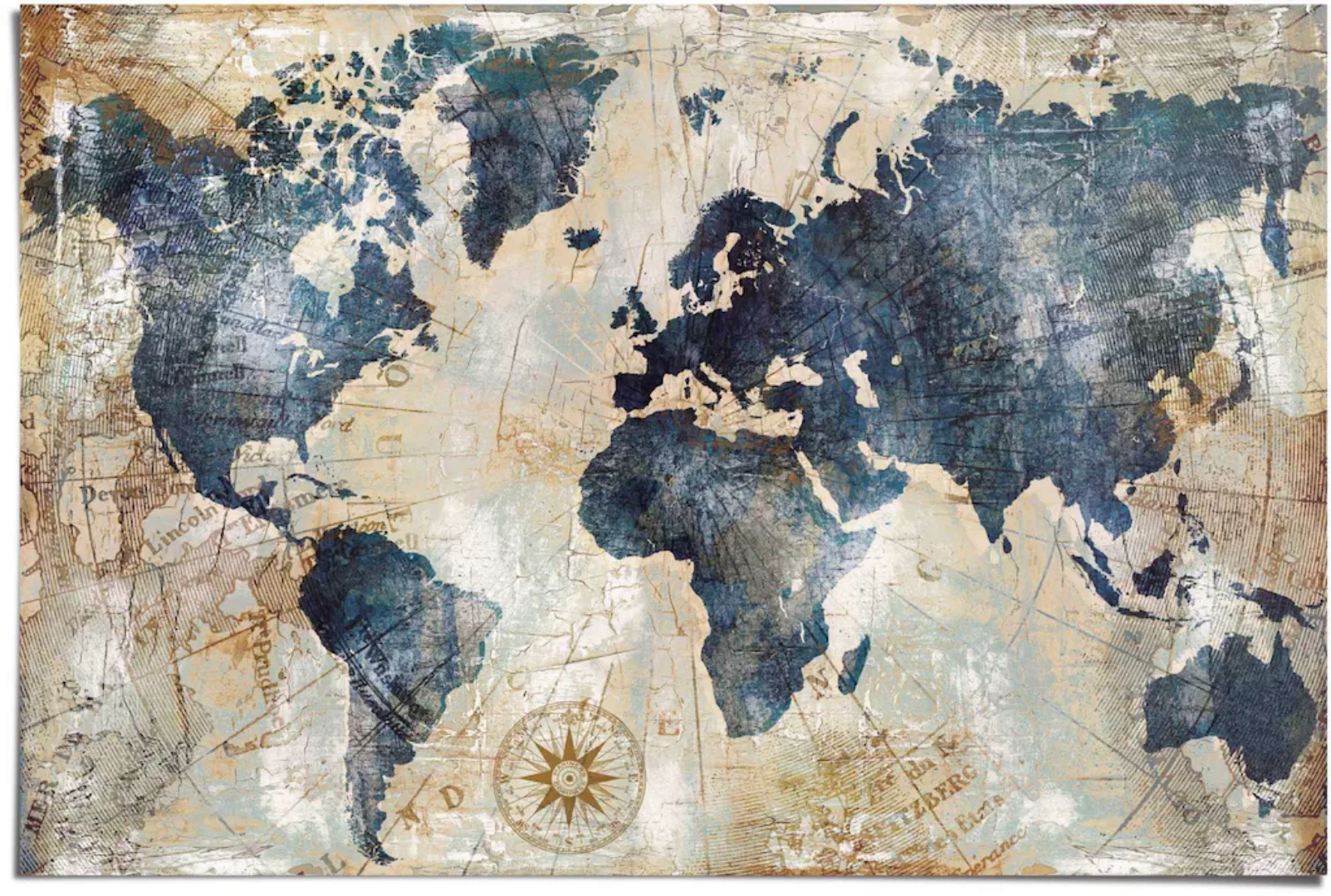 Reinders Poster "Weltkarte Vintage - Kontinente - Landkarte", (1 St.) günstig online kaufen