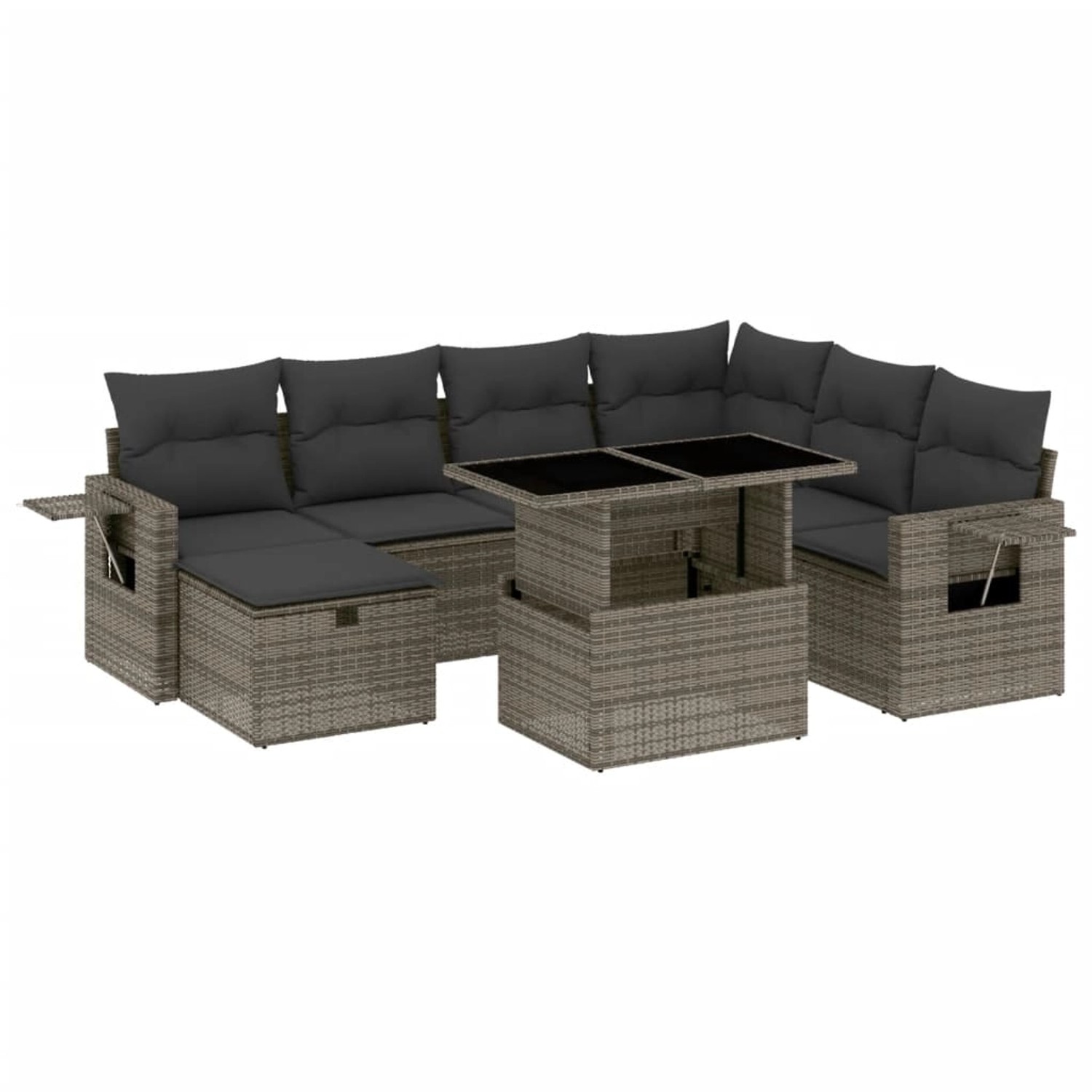vidaXL 8-Tlg Garten-Sofagarnitur mit Kissen Grau Poly Rattan 3275000 günstig online kaufen