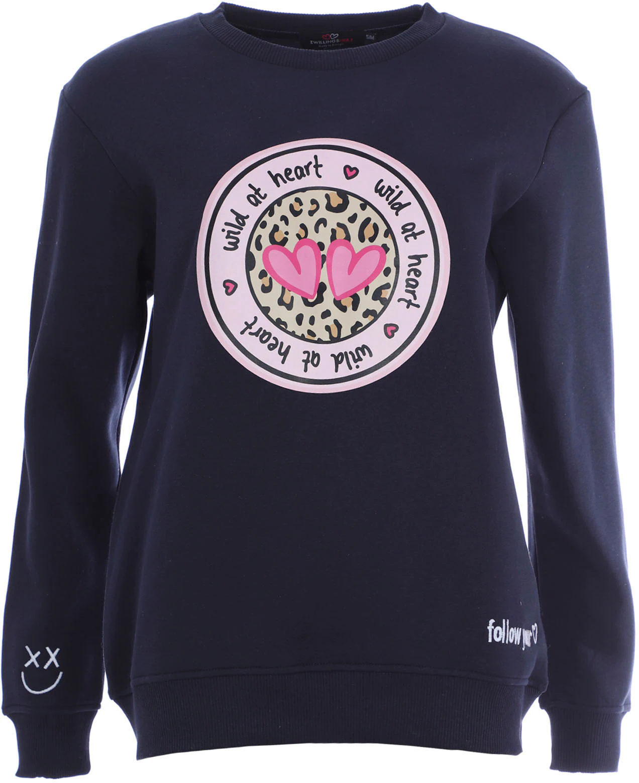 Zwillingsherz Sweatshirt mit "Wild at Heart"- Druck und gestickten Details günstig online kaufen