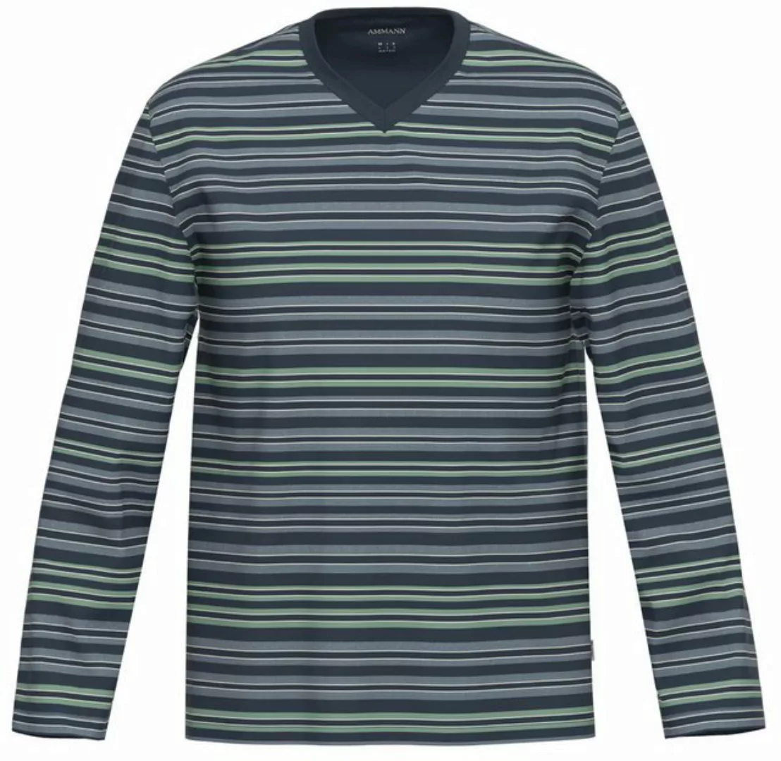 Ammann Pyjamaoberteil Herren Pyjama Shirt mit langem Arm (1-tlg) Baumwolle günstig online kaufen