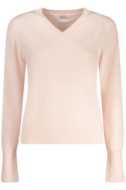 GUESS JEANS Strickpullover Rosa Damenpullover mit V-Ausschnitt und Stickere günstig online kaufen