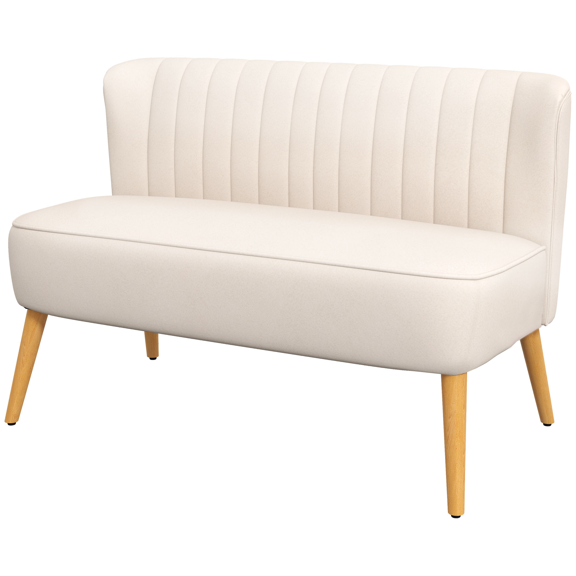 HOMCOM 2-Sitzer Sofa Loveseat mit Leinenoptik und Holzbeinen bis 150 kg bel günstig online kaufen