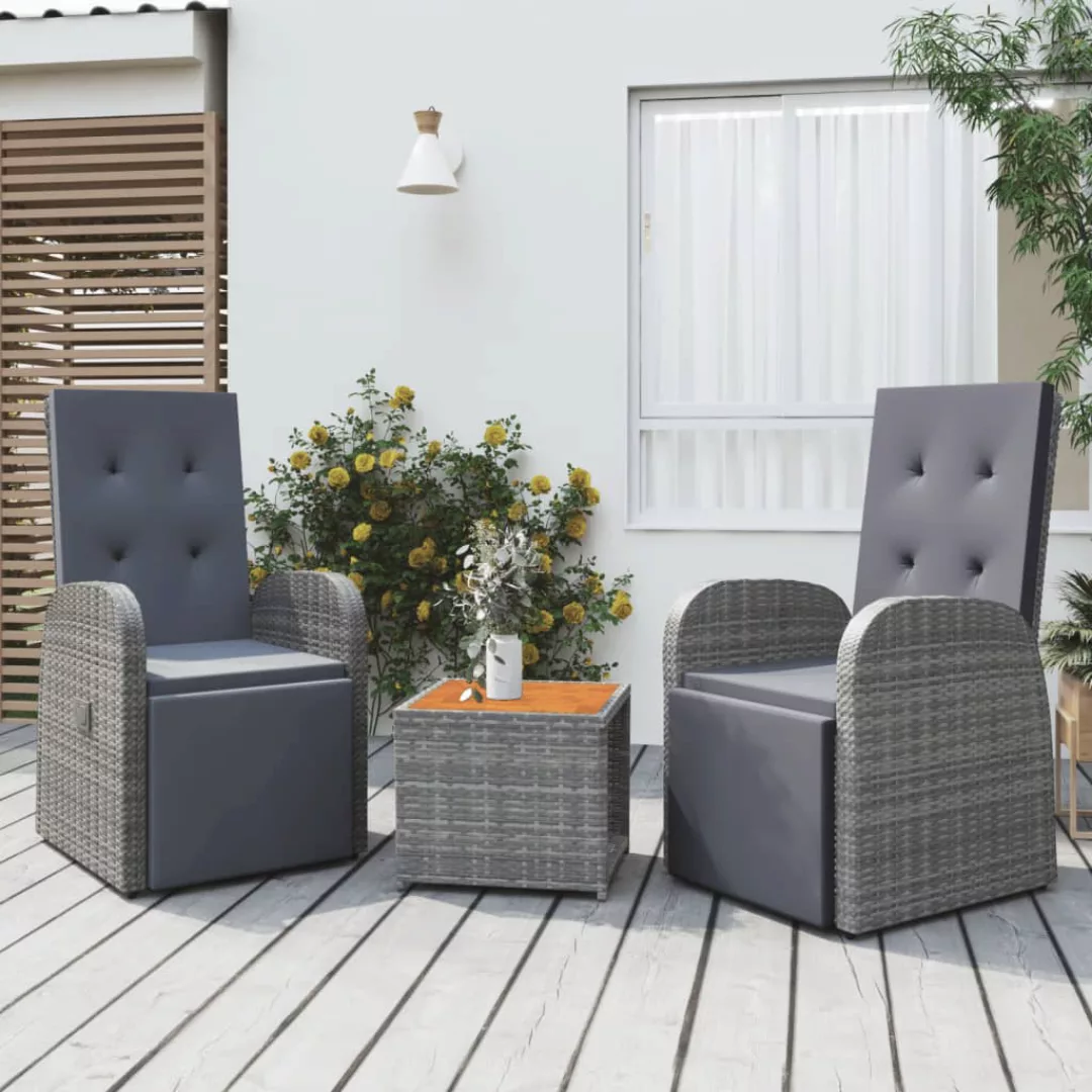 Vidaxl 3-tlg. Garten-lounge-set Grau Poly Rattan & Massivholz Akazie günstig online kaufen