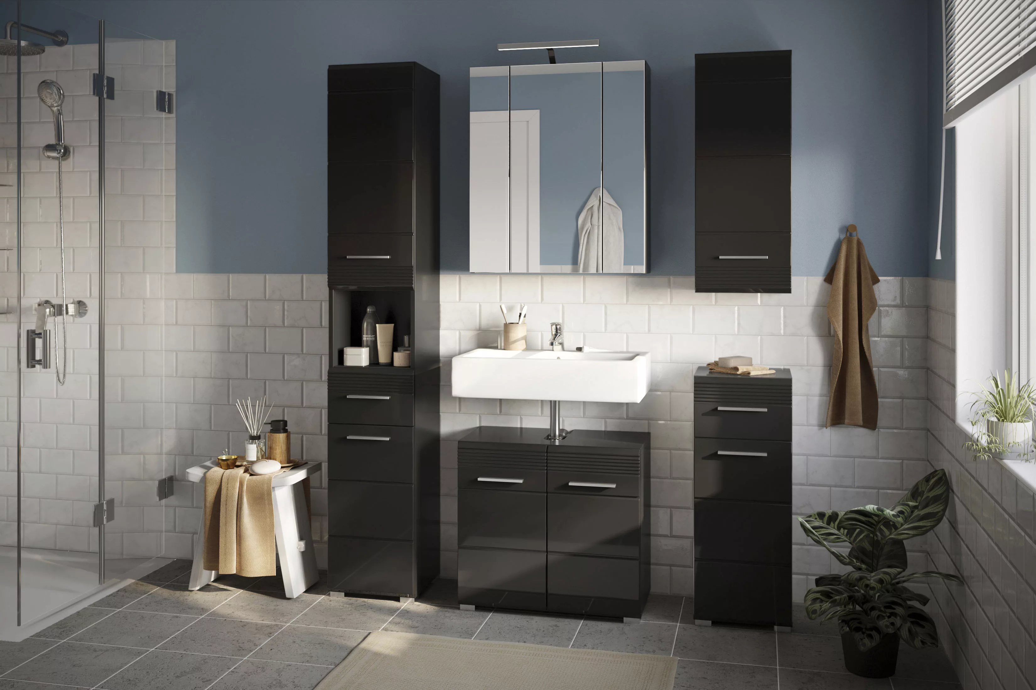 INOSIGN Badezimmerspiegelschrank "Malmö", (Set), Badmöbel, Spiegelschrank i günstig online kaufen