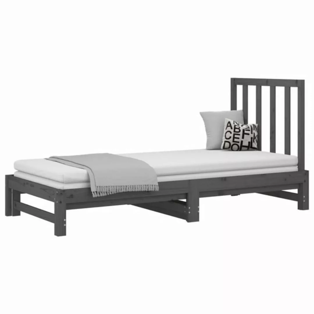 furnicato Bett Tagesbett Ausziehbar Grau 2x(90x200) cm Massivholz Kiefer (1 günstig online kaufen