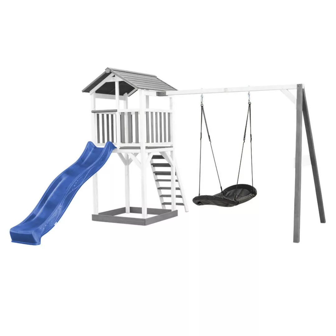 Axi Beach Tower Spielturm mit Roxy Nestschaukel Blaue Rutsche 349 x 357 x 2 günstig online kaufen