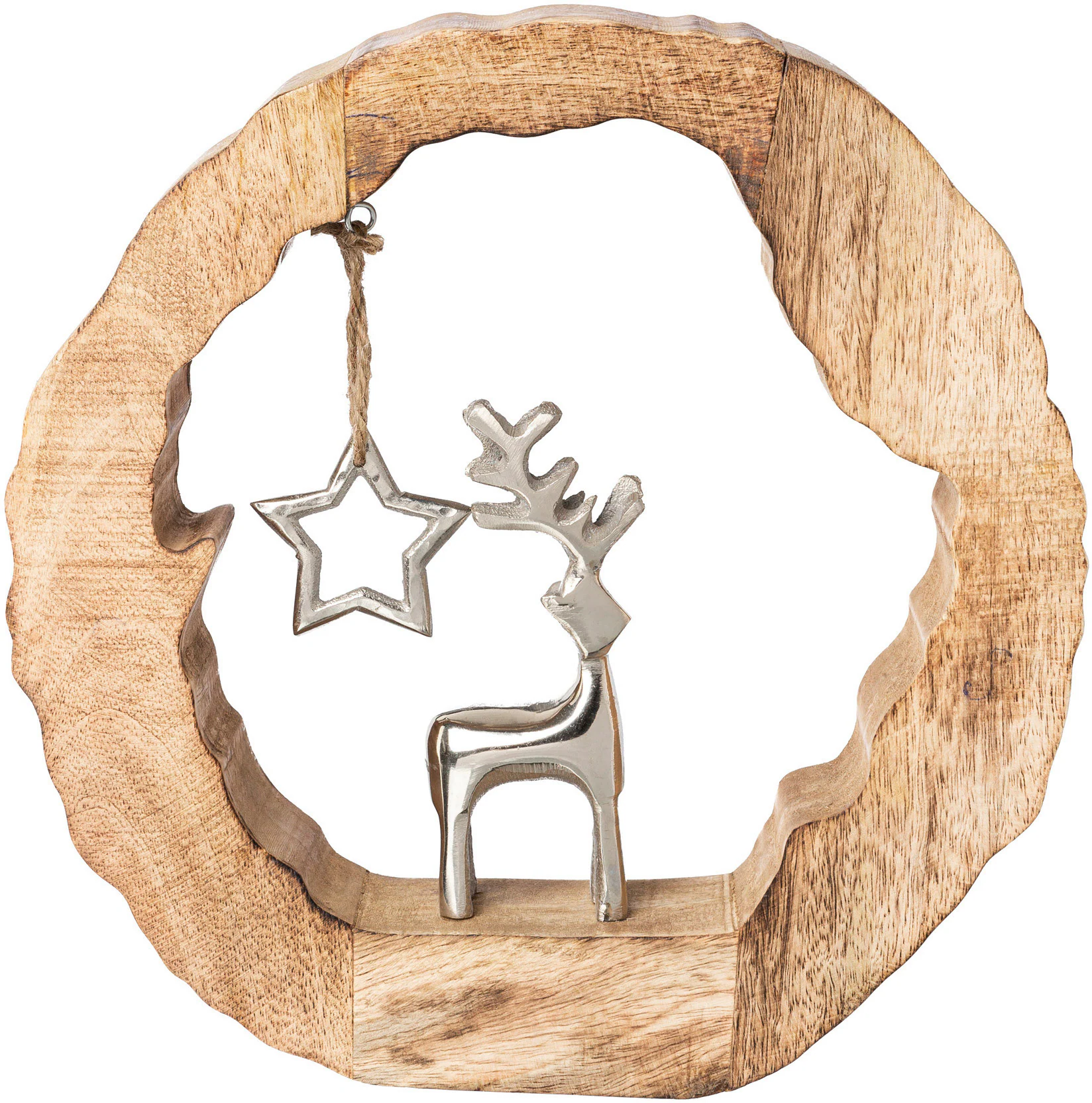 Creativ deco Weihnachtsfigur "Holzstamm mit Hirsch und Stern, Weihnachtsdek günstig online kaufen