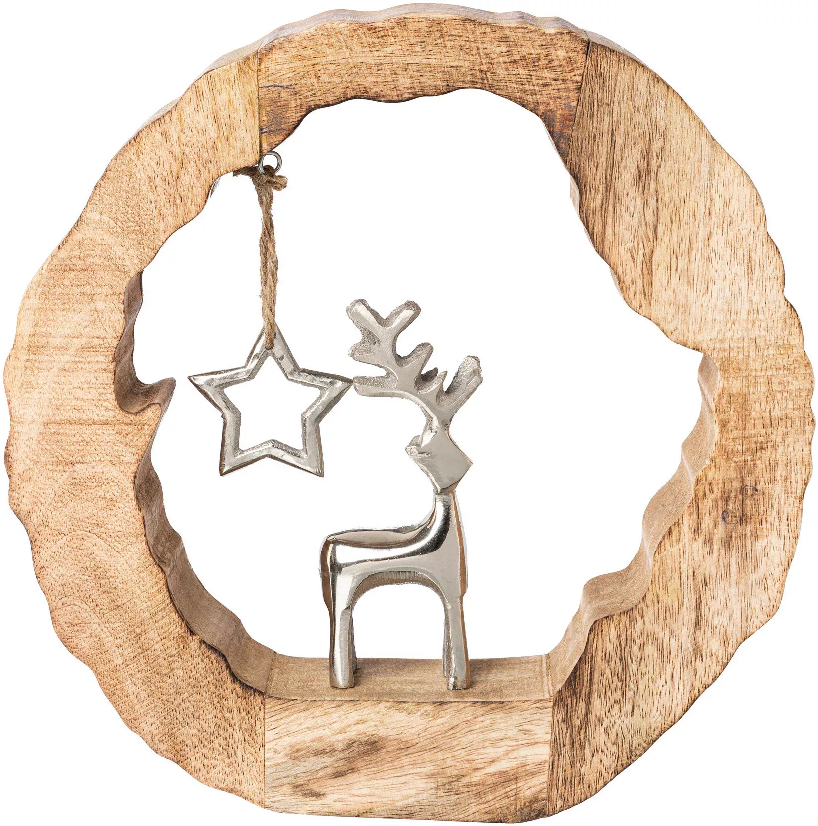 Creativ deco Weihnachtsfigur »Holzstamm mit Hirsch und Stern, Weihnachtsdek günstig online kaufen
