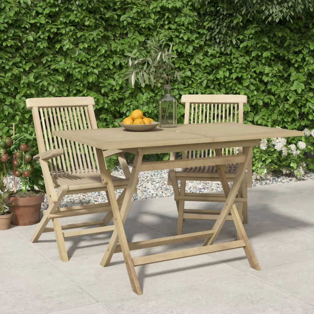 Vidaxl Gartentisch Klappbar Grau 120x70x75 Cm Massivholz Teak günstig online kaufen