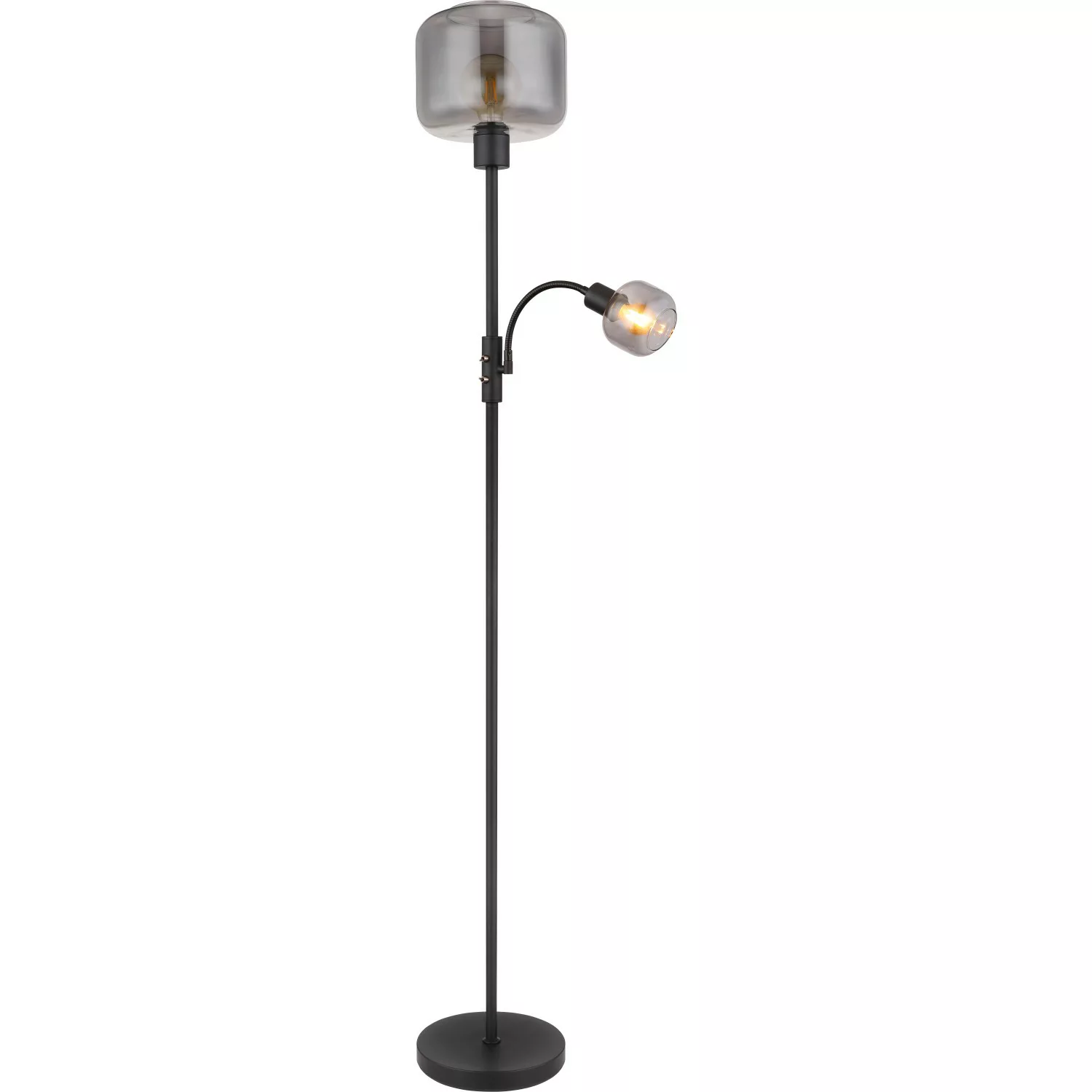 Globo Stehlampe 2-flammig Schwarz matt-Rauchfarben 250 x 1650 mm günstig online kaufen