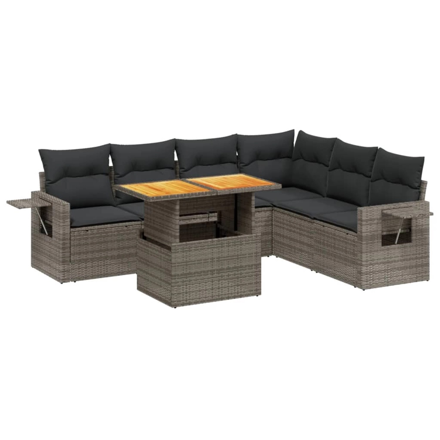 vidaXL 7-Tlg Garten-Sofagarnitur mit Kissen Grau Poly Rattan 3271774 günstig online kaufen