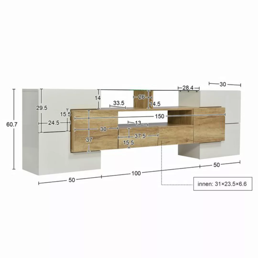 Rhein Beleuchtung TV-Schrank fernseher tisch modern,  tv unterschrank, Wohn günstig online kaufen